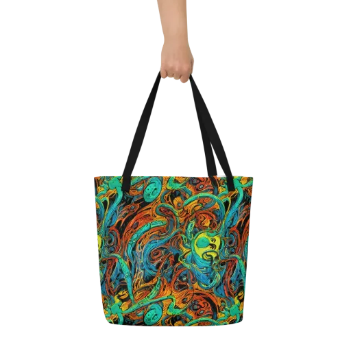 Flaming Mirage on a Large Tote Bag W/ Pocket