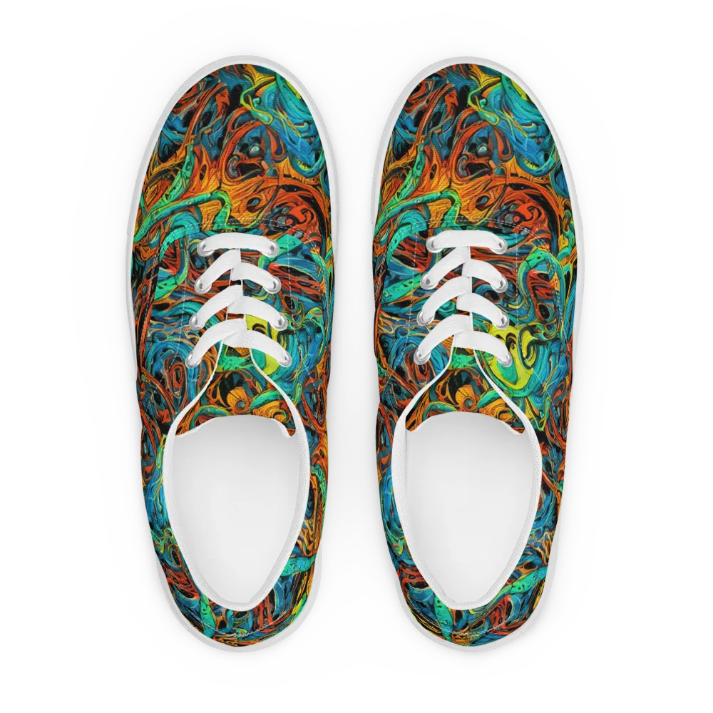 Flaming Mirage on Men's Lace-Up Canvas Shoes — Front
