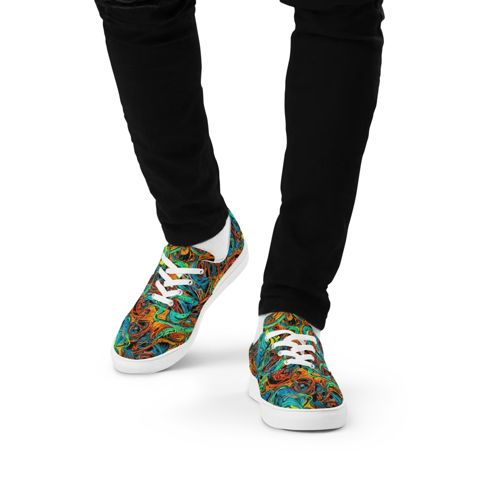 Flaming Mirage on Men's Lace-Up Canvas Shoes — Front