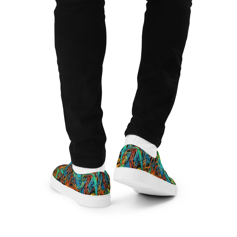 Flaming Mirage on Men's Lace-Up Canvas Shoes — Back