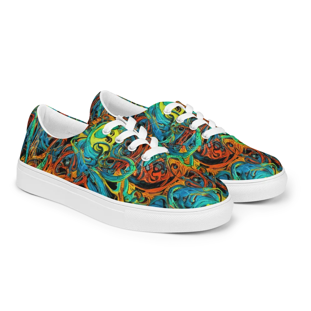 Flaming Mirage on Men's Lace-Up Canvas Shoes — Right Front