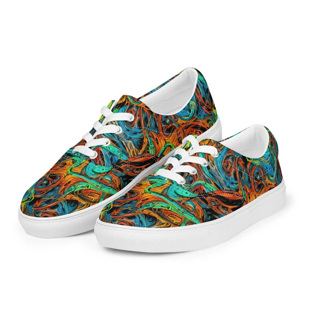 Flaming Mirage on Men's Lace-Up Canvas Shoes — Left Front