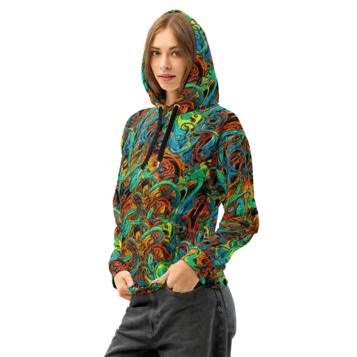 Flaming Mirage on a Cotton Hoodie