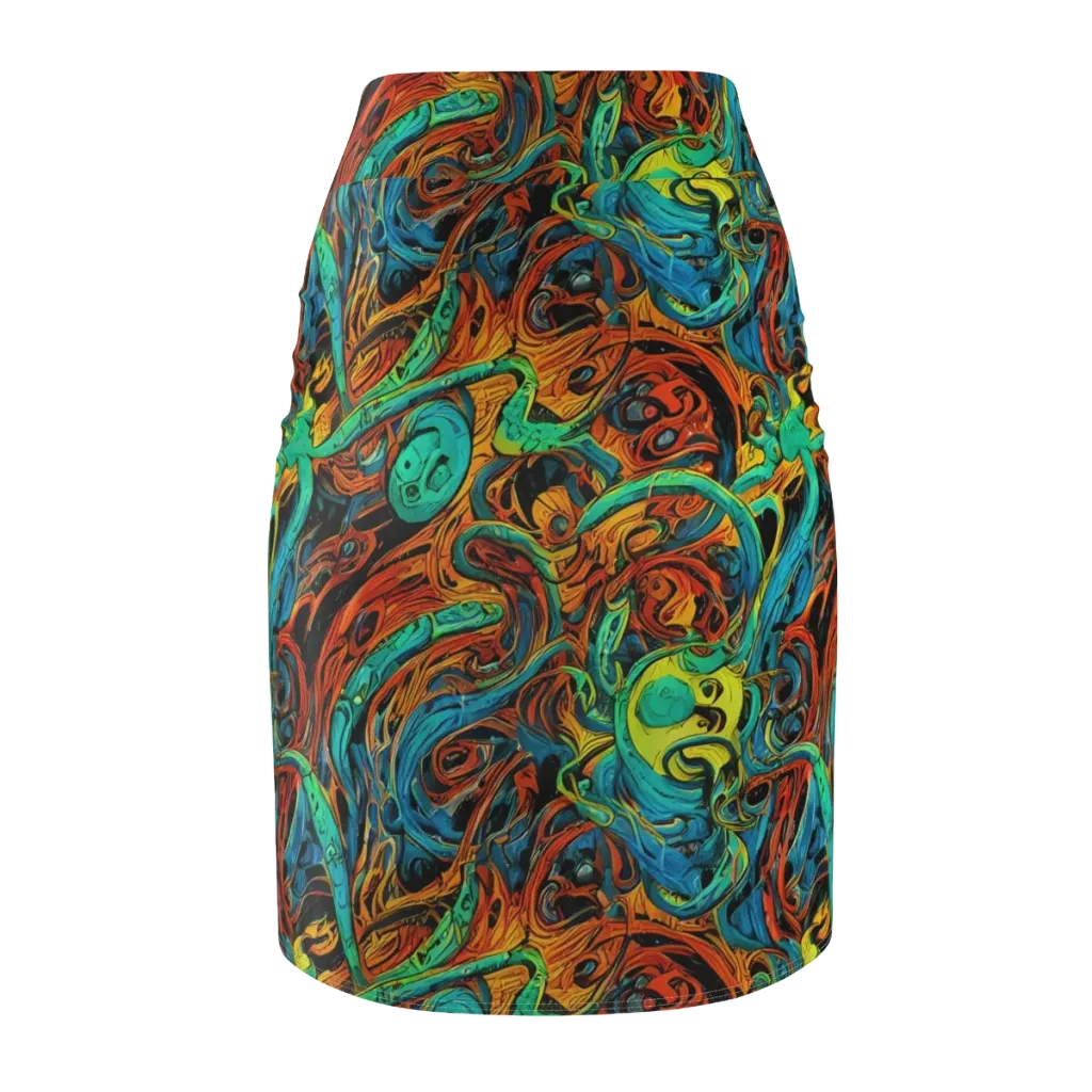 Flaming Mirage on Pencil Skirt — Back