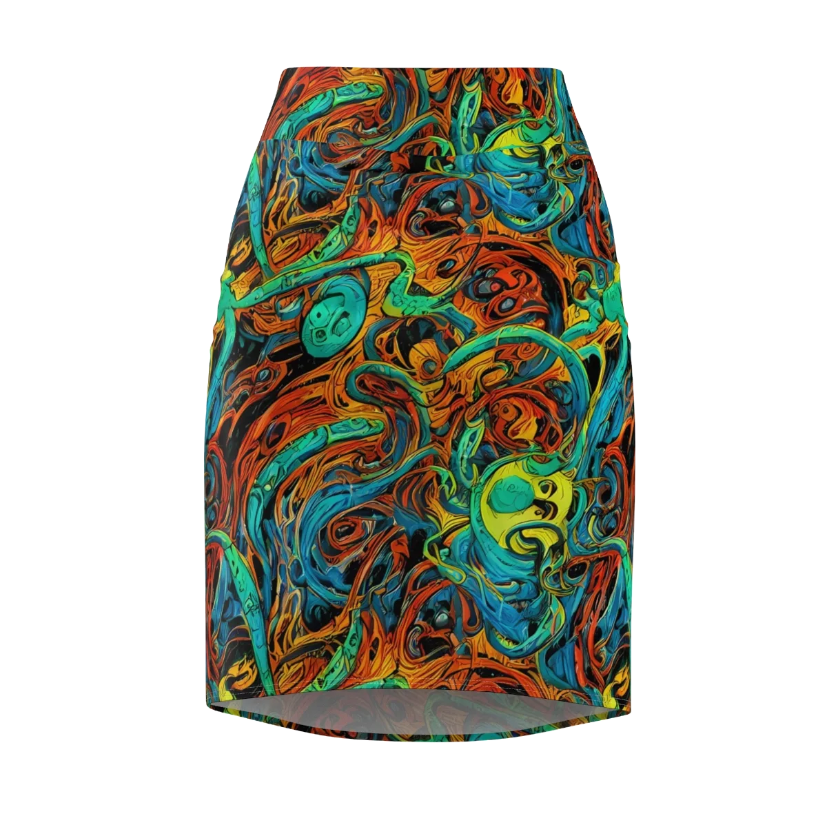 Flaming Mirage on Pencil Skirt — Front