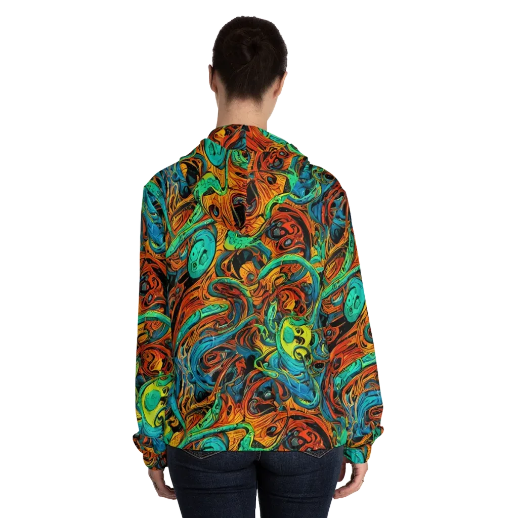 Flaming Mirage on Women's Full-Zip Hoodie — Back On Person