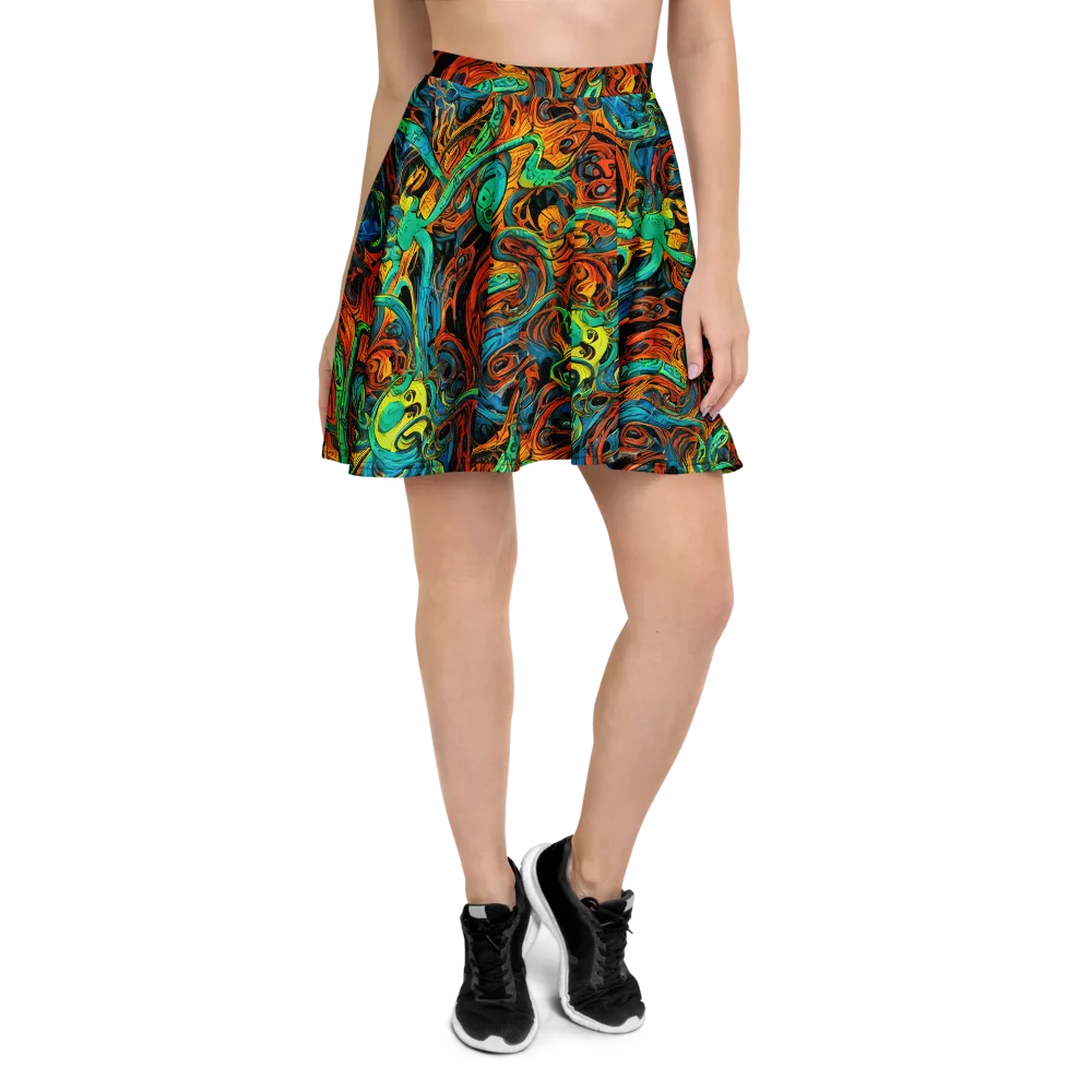 Flaming Mirage on Skater Skirt — Front