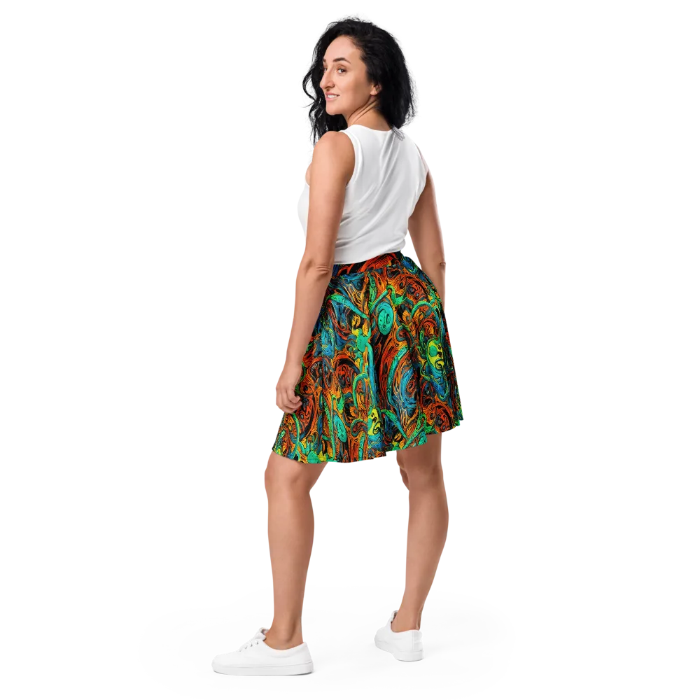 Flaming Mirage on Skater Skirt — Back
