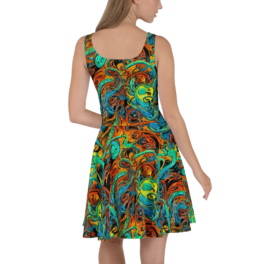 Flaming Mirage on Skater Dress — Back