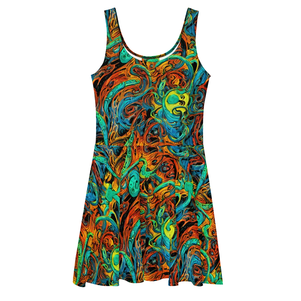 Flaming Mirage on Skater Dress — Front