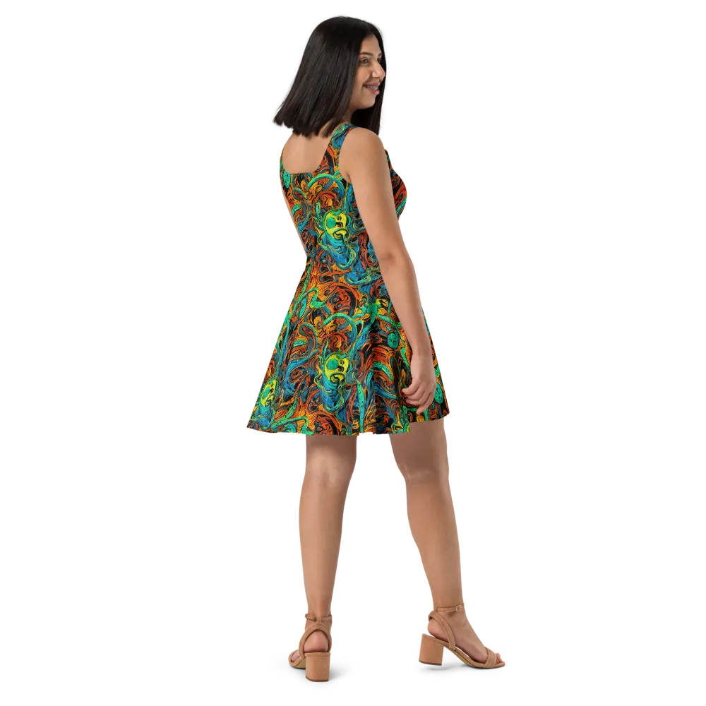 Flaming Mirage on Skater Dress — Right