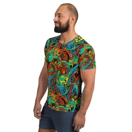 Flaming Mirage on a Men's Athletic T-Shirt