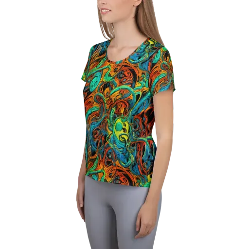Flaming Mirage on a Women's Athletic T-Shirt