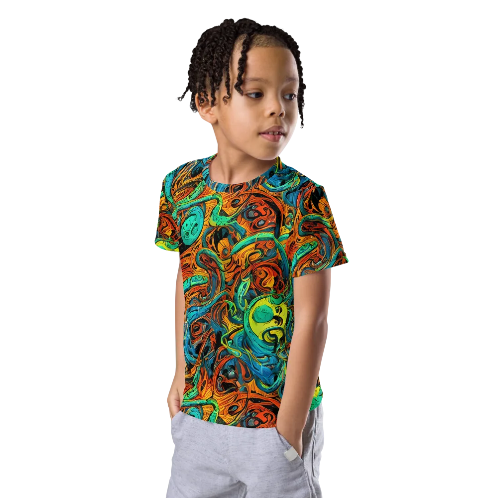 Flaming Mirage on Kids Crew Neck T-Shirt — Left Front