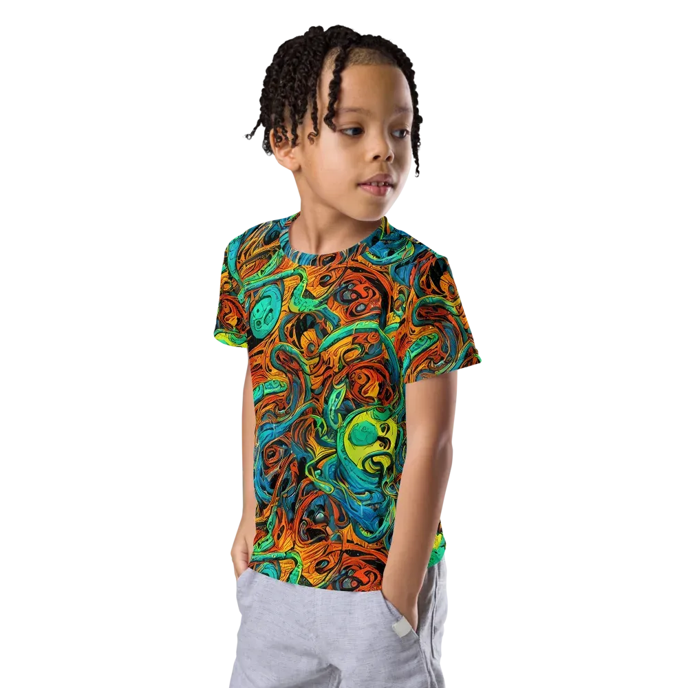 Flaming Mirage on Kids Crew Neck T-Shirt — Left Front