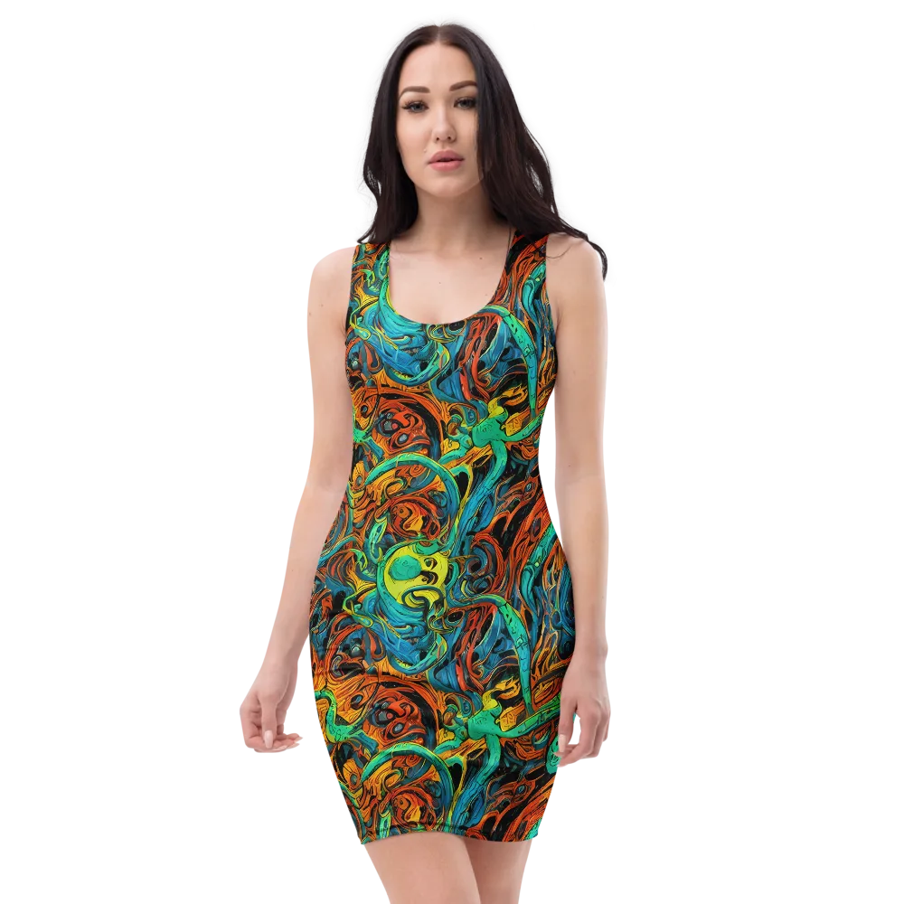 Flaming Mirage on Bodycon Dress — Front