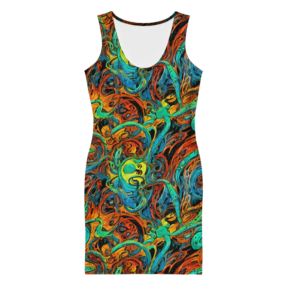 Flaming Mirage on Bodycon Dress — Front