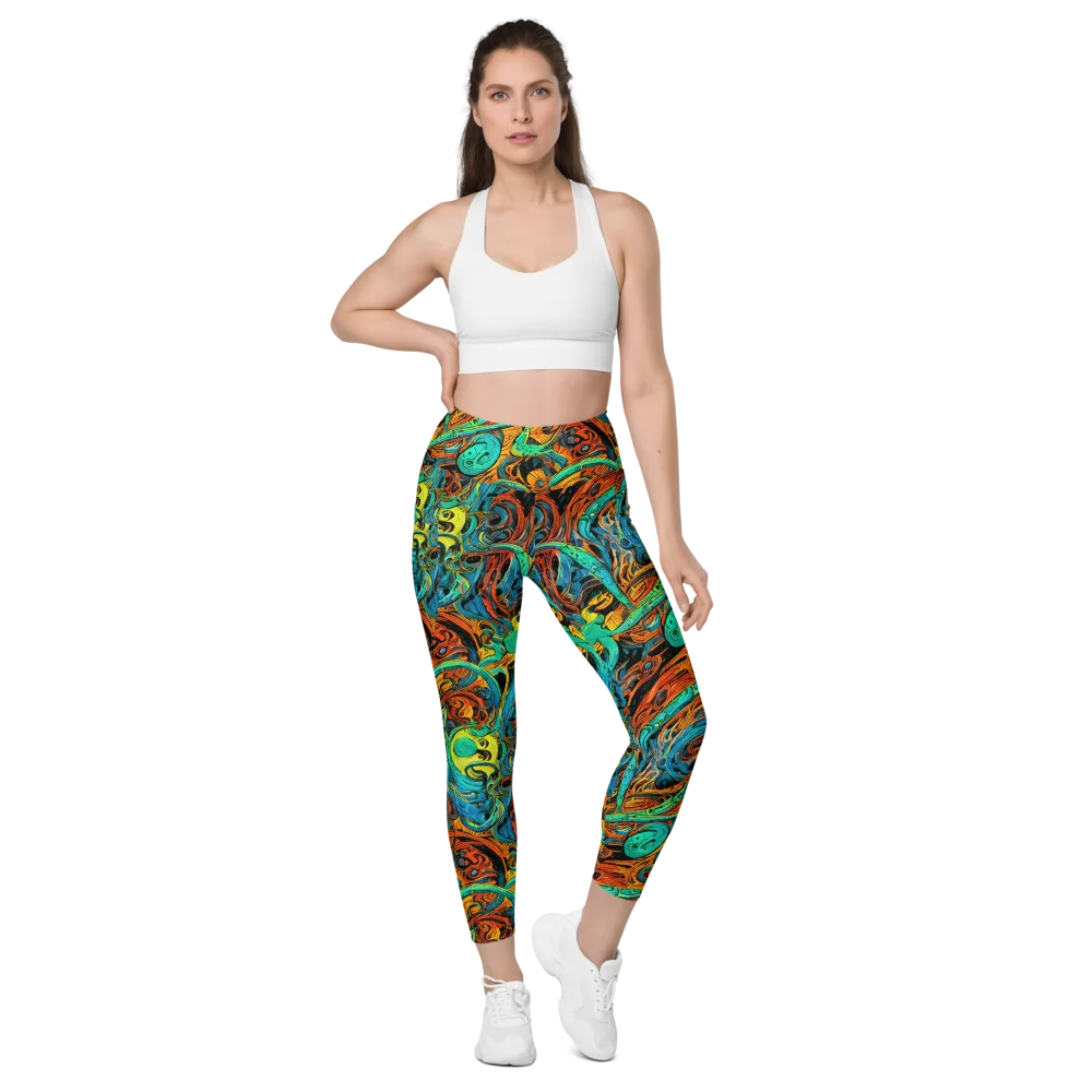 Flaming Mirage on Leggings with Pockets — Front