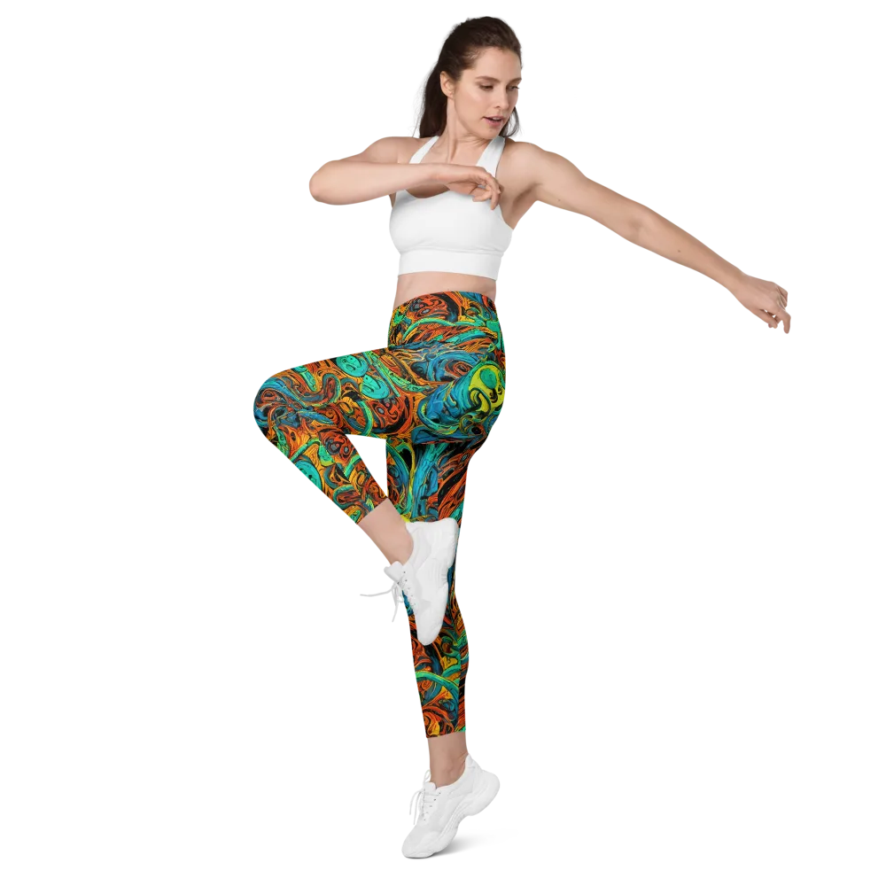 Flaming Mirage on Leggings with Pockets — Left Front