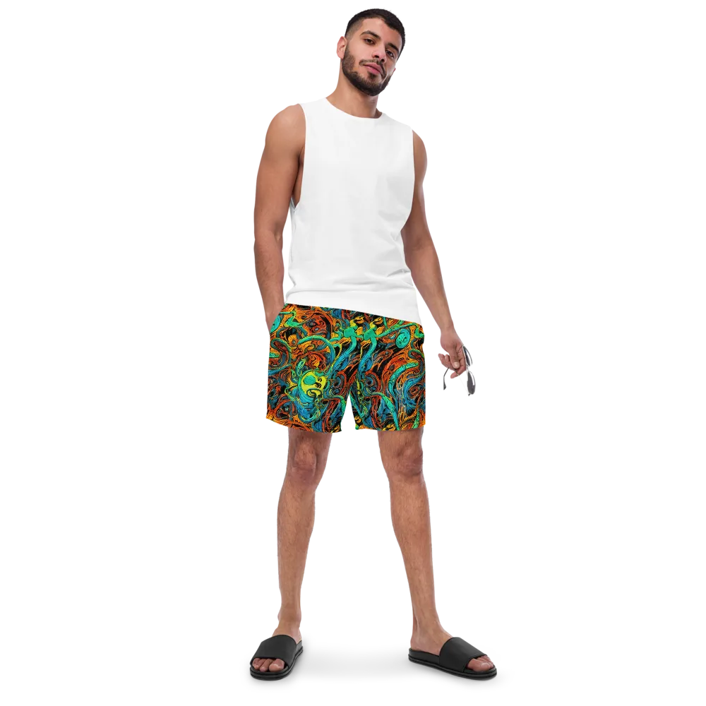 Flaming Mirage on Swim Trunks — Front