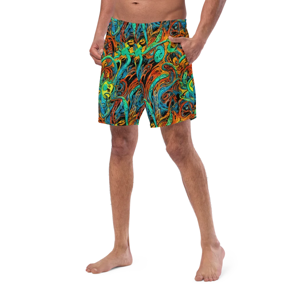 Flaming Mirage on Swim Trunks — Left Front