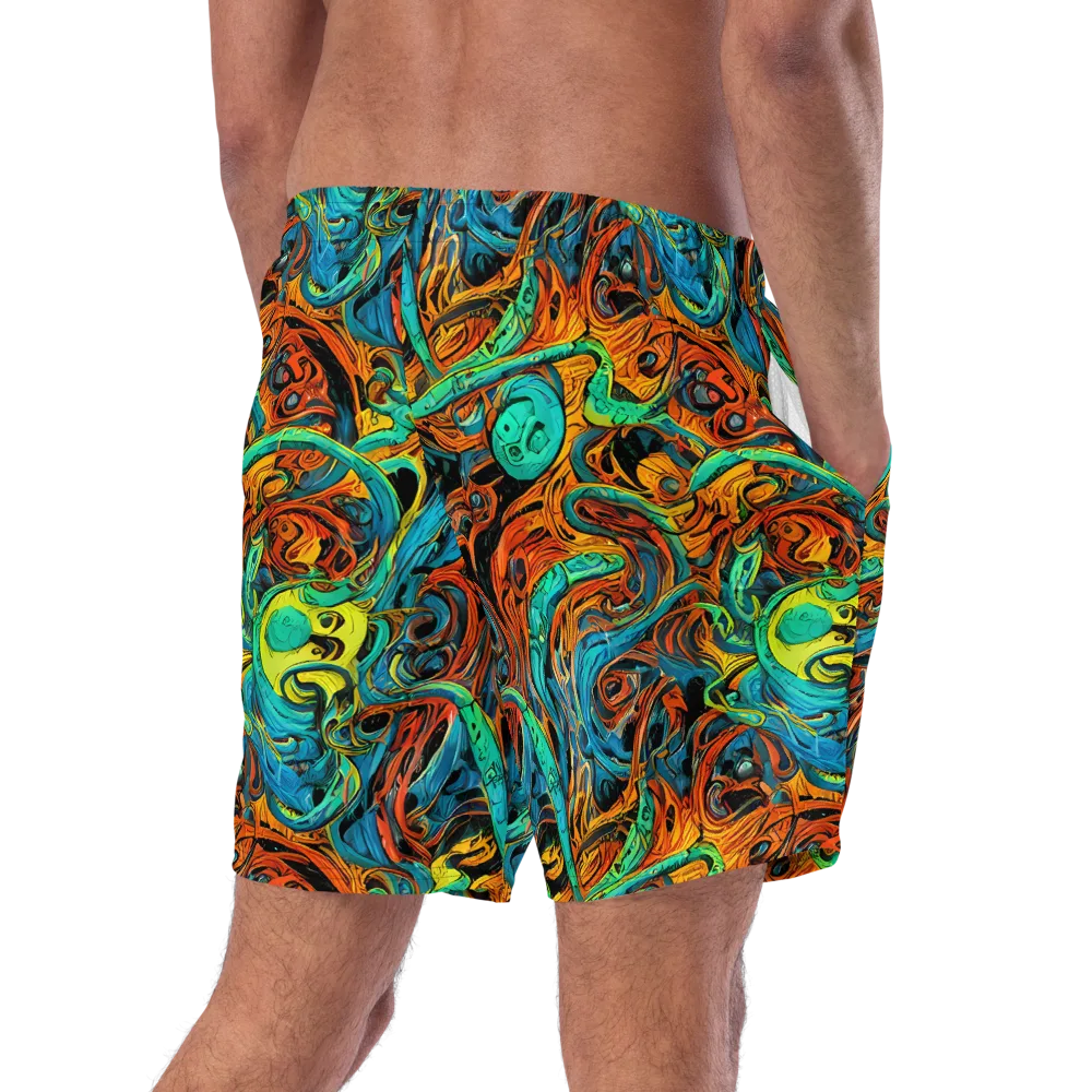 Flaming Mirage on Swim Trunks — Right Back
