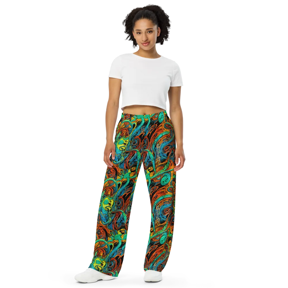 Flaming Mirage on Wide-Leg Pants — Front