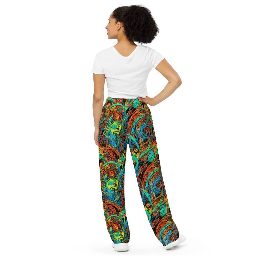 Flaming Mirage on Wide-Leg Pants — Back