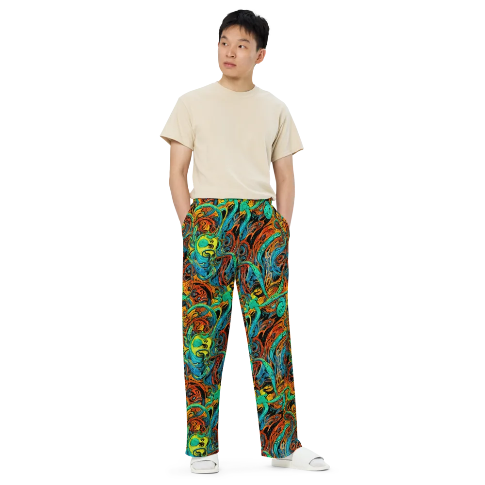 Flaming Mirage on Wide-Leg Pants — Front