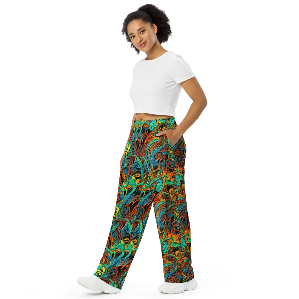 Flaming Mirage on Wide-Leg Pants — Left Front