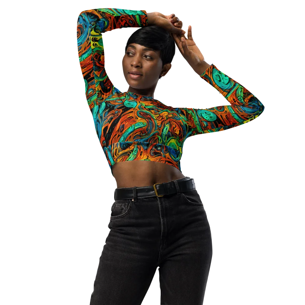 Flaming Mirage on Long Sleeve Crop Top — Front