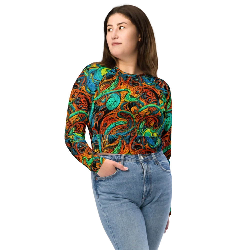Flaming Mirage on Long Sleeve Crop Top — Front