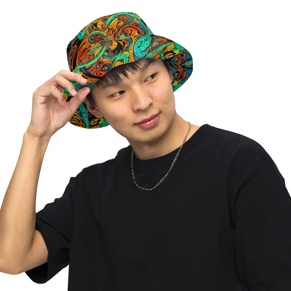Flaming Mirage on Reversible Bucket Hat — Front Inside