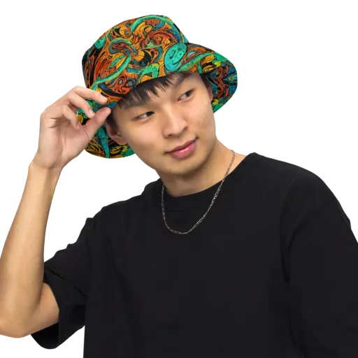 Flaming Mirage on a Reversible Bucket Hat