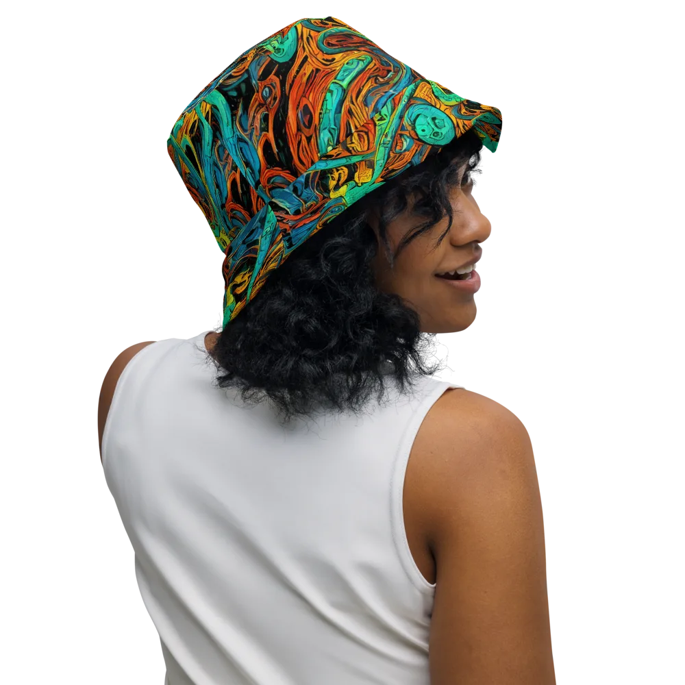 Flaming Mirage on Reversible Bucket Hat — Right Outside