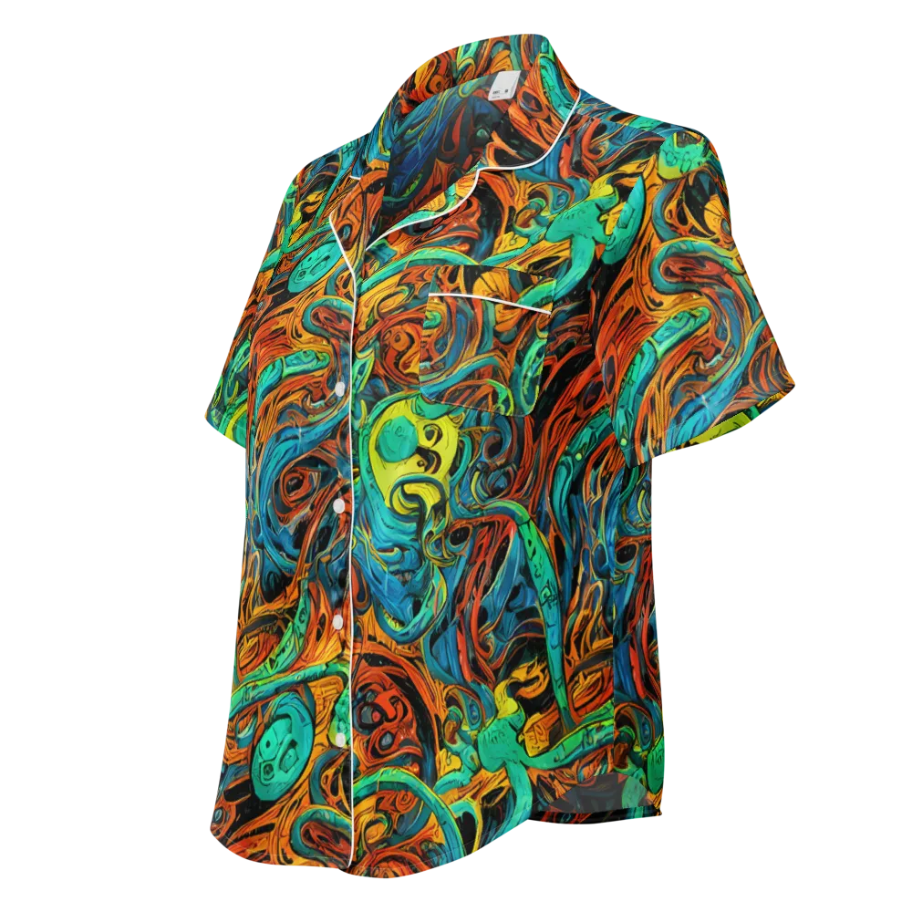 Flaming Mirage on Women's Short Sleeve Pajama Top — Left Front