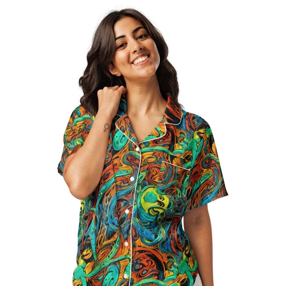 Flaming Mirage on Women's Short Sleeve Pajama Top — Front