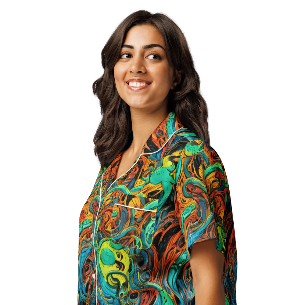 Flaming Mirage on Women's Short Sleeve Pajama Top — Left Front