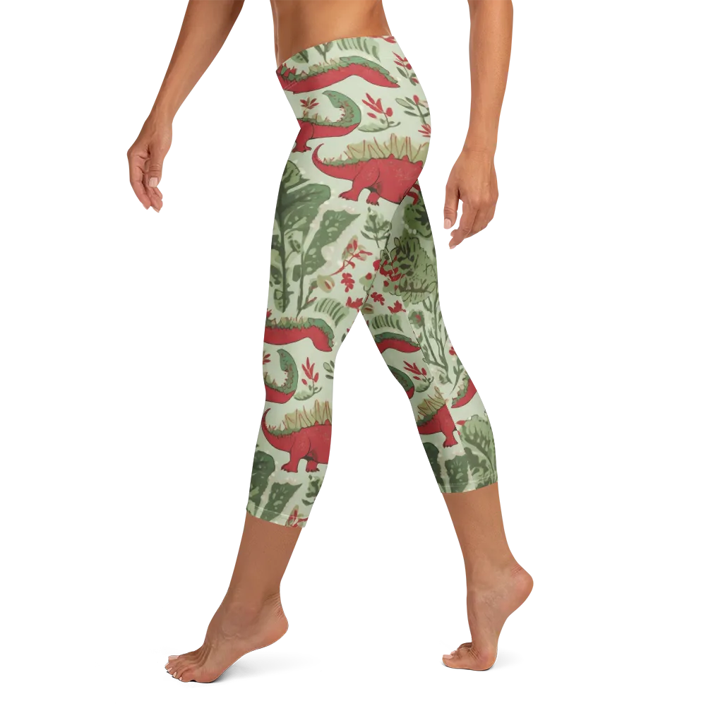 Fern Fossil on Capri Leggings — Left