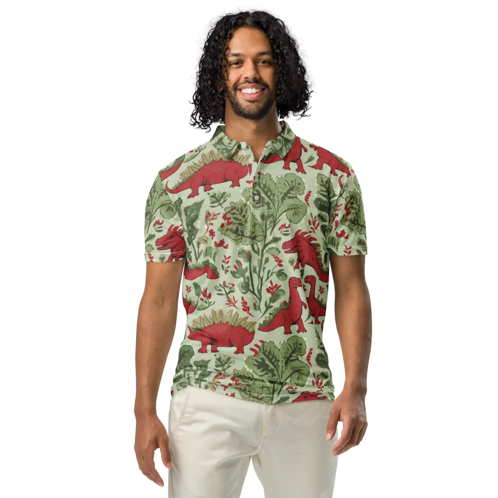 Fern Fossil on Men's Slim Fit Polo Shirt — Front