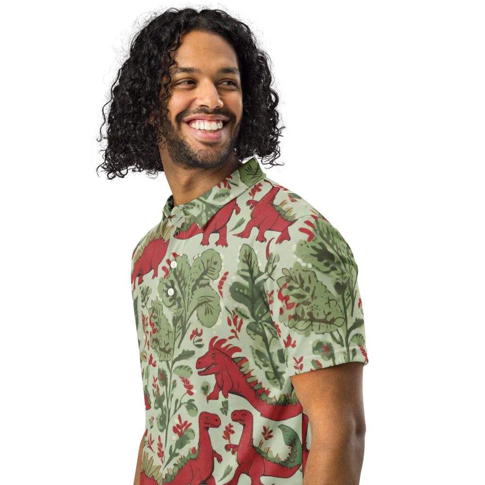 Fern Fossil on Men's Slim Fit Polo Shirt — Left Front