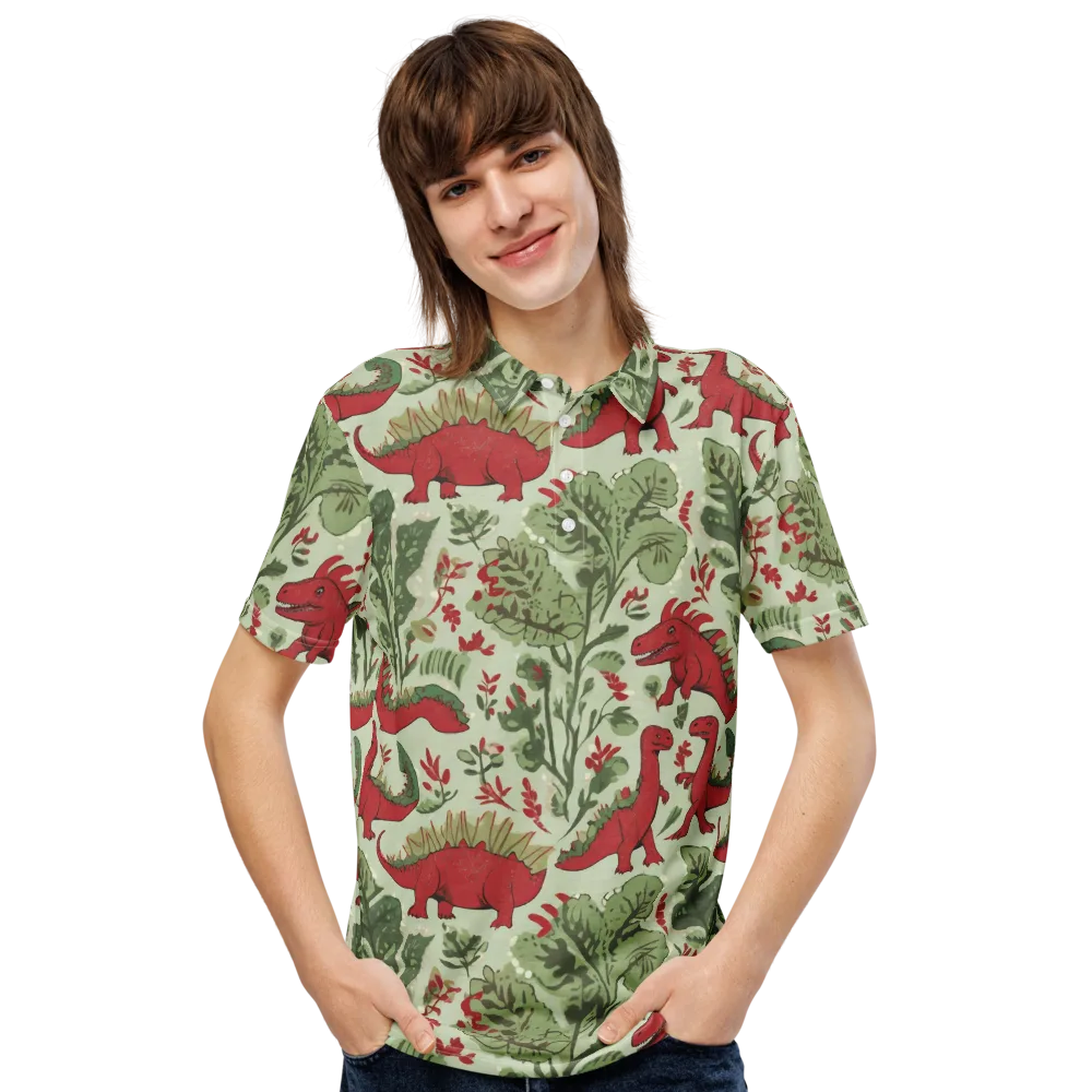 Fern Fossil on Men's Slim Fit Polo Shirt — Front