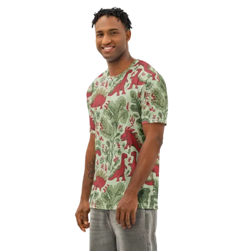 Fern Fossil on a Men's Cotton Crew Neck T-Shirt