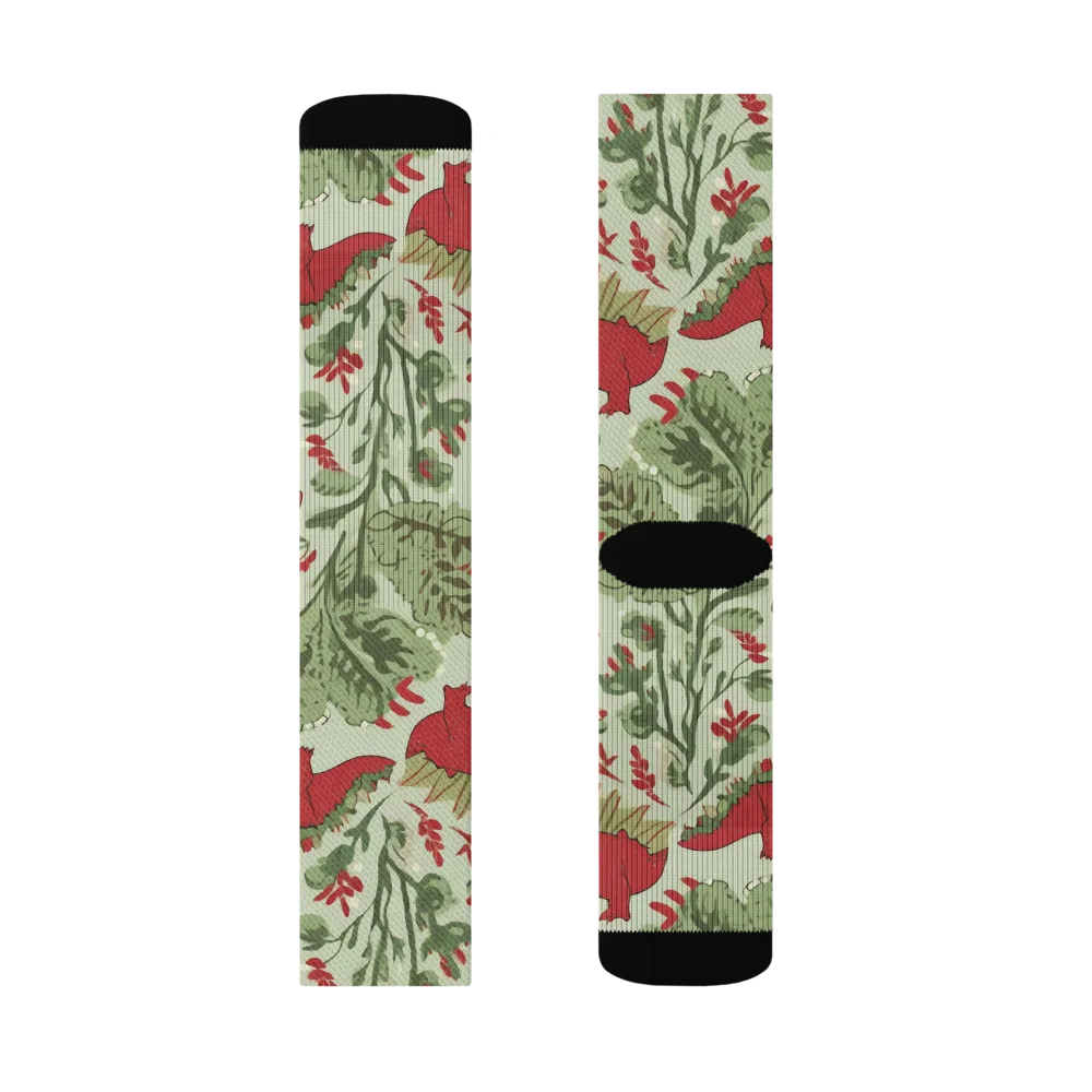 Fern Fossil on Socks — Right Sock