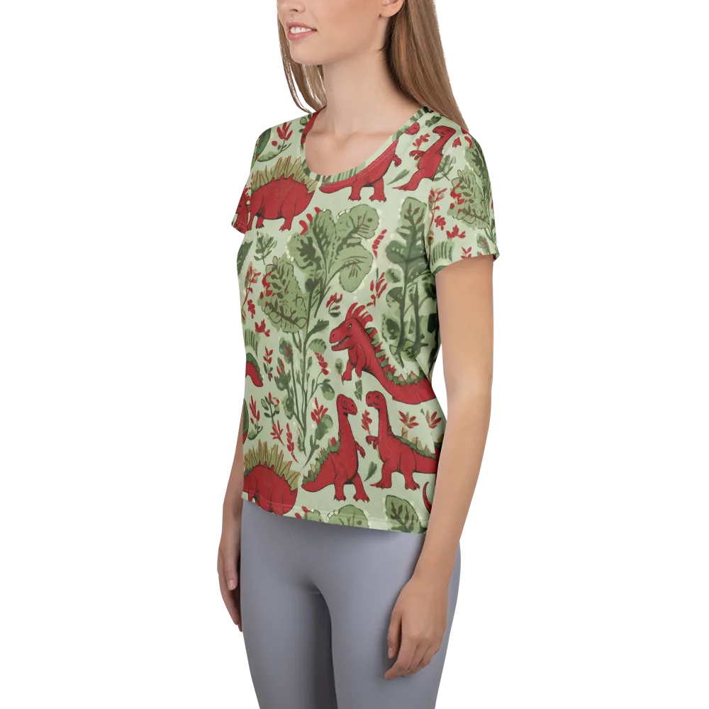Fern Fossil on Women's Athletic T-Shirt — Left