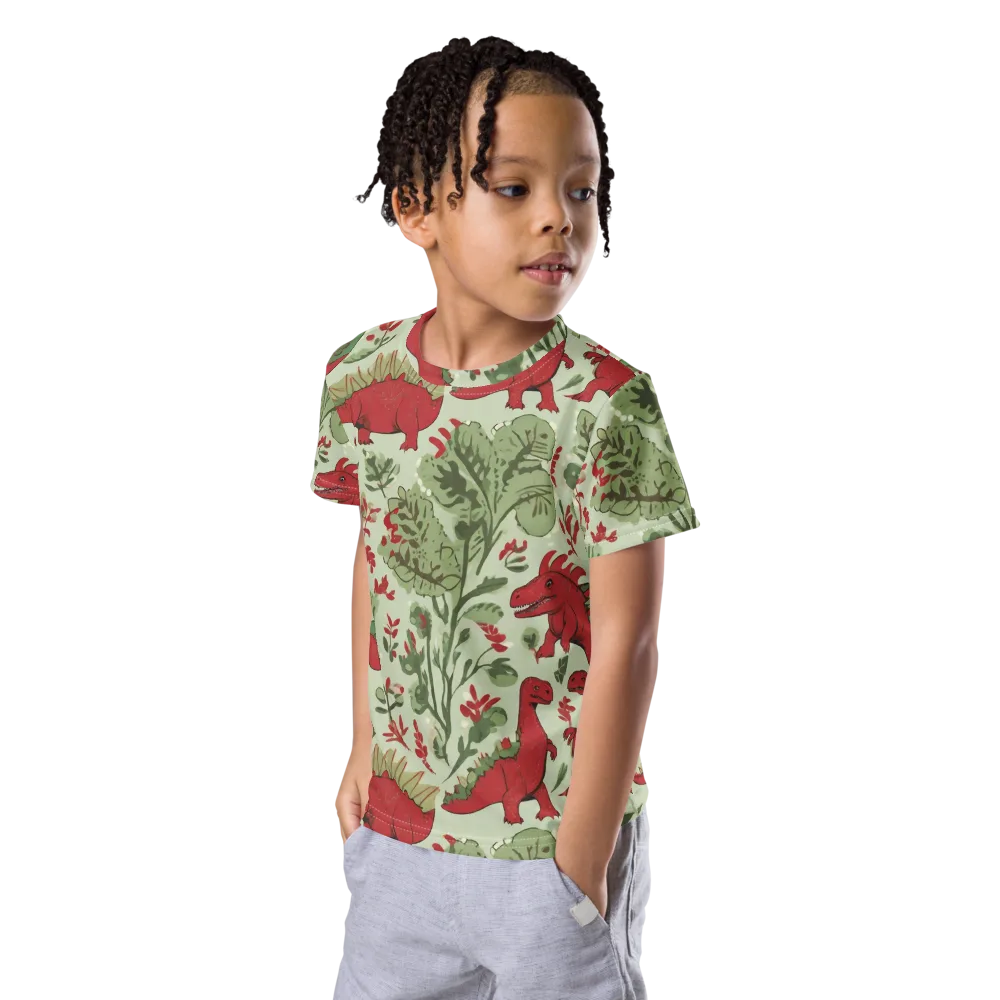 Fern Fossil on Kids Crew Neck T-Shirt — Left Front
