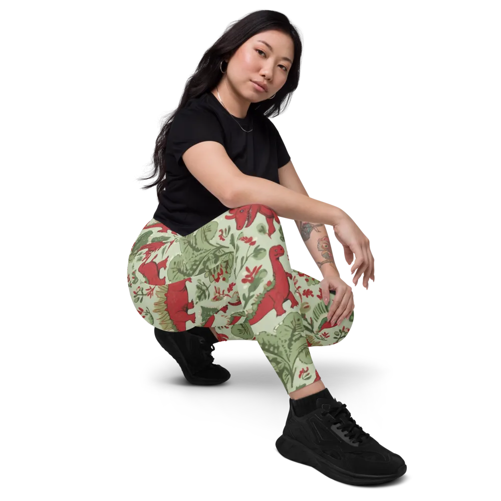 Fern Fossil on Leggings with Pockets — Right Front