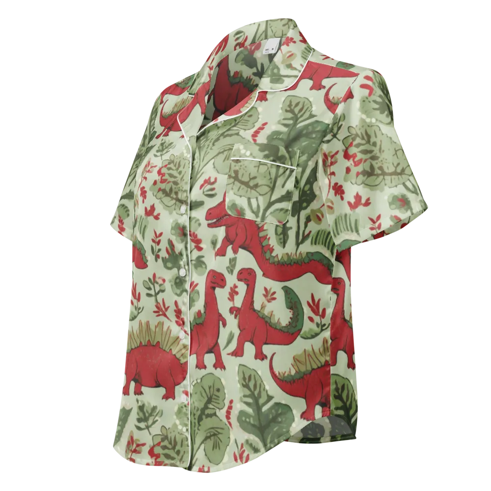 Fern Fossil on Women's Short Sleeve Pajama Top — Left Front