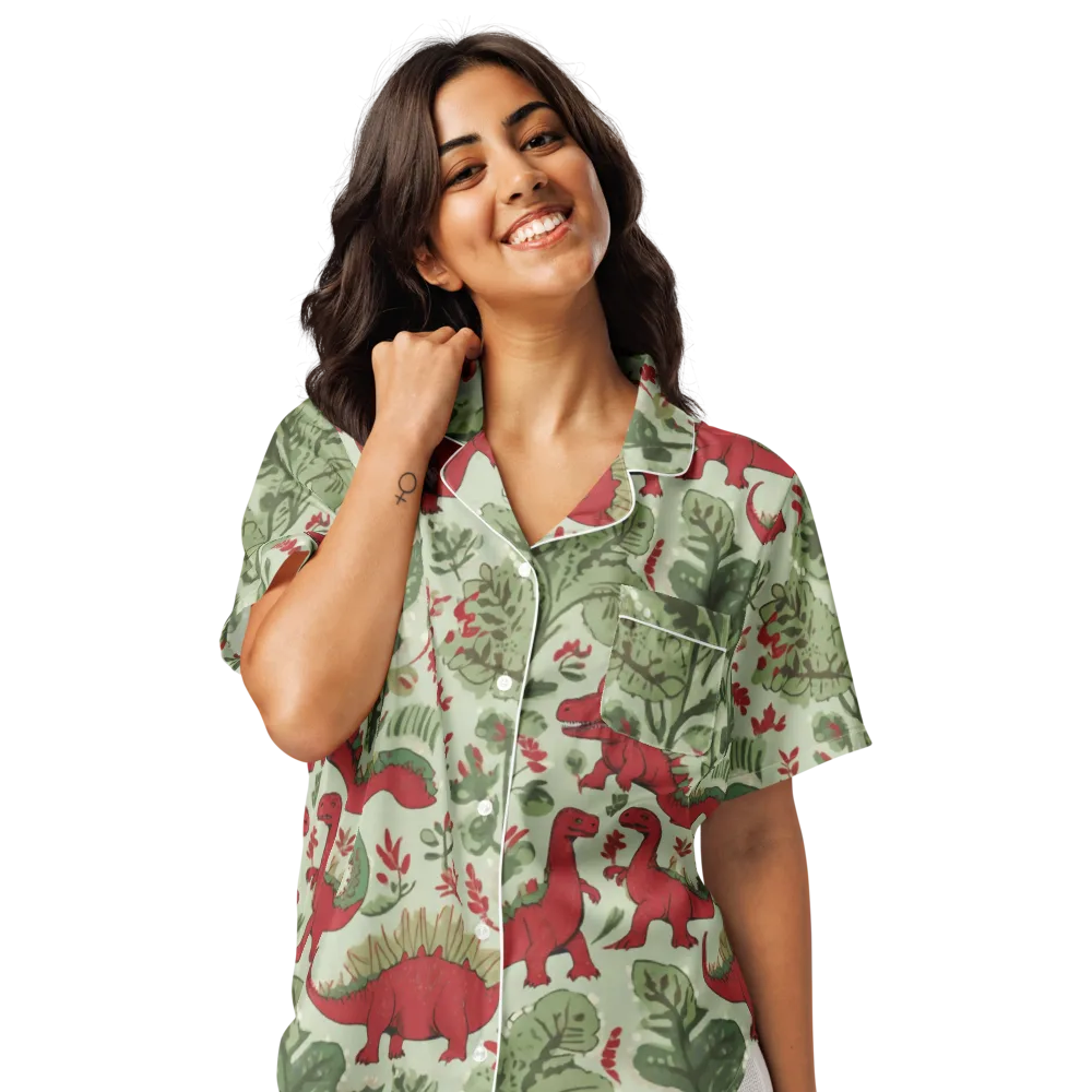 Fern Fossil on Women's Short Sleeve Pajama Top — Front