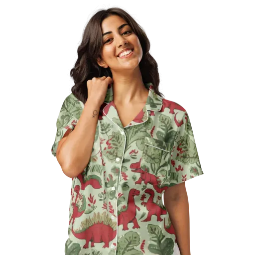 Fern Fossil on a Women's Short Sleeve Pajama Top